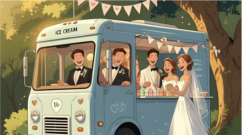 ice cream catering, wedding dessert ideas, ice cream truck wedding, fun wedding catering trends, unique wedding desserts, ice cream for wedding receptions, wedding catering Canada, Six Swirls ice cream, outdoor wedding dessert ideas, GTA wedding vendors